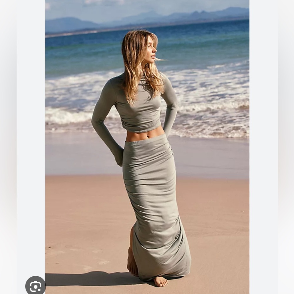 Free People Gray Skirt Set